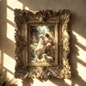 قاب عکس رزینی رترو اروپایی با پایه، قابل نصب روی دیوار