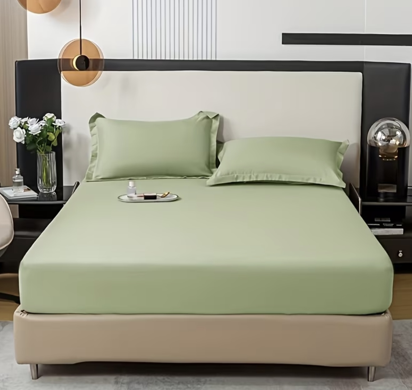 ست ملحفه کشدوز ۳ تکه،شامل ۱ عدد ملحفه کشدار و ۲ عدد روبالشی، از پارچه نرم و لطیف، قابل شستوشو با ماشین لباسشویی، با پوشش ۳۶۰ درجه و فیت کامل روی تشک