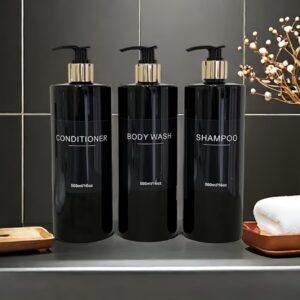 ست (جا شامپو) برای شامپو، نرم‌کننده و شامپو بدن، شامل سه بطری قابل پر شدن ۵۰۰ میلی‌لیتری