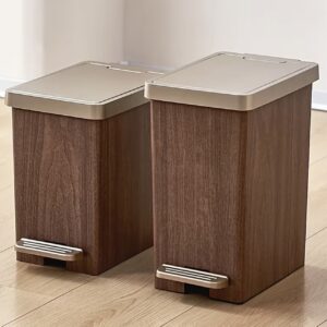 سطل زباله با ظرفیت بالا – دارای طراحی پدالی با رنگ بافت چوبی روشن و تمیز