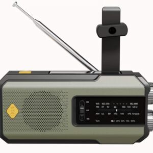 رادیو AM/FM مجهز به چراغ‌قوه، پنل خورشیدی، باتری قابل شارژ ۲۰۰۰ میلی‌آمپرساعتی، درگاه Type-C برای شارژ تلفن همراه و آلارم SOS