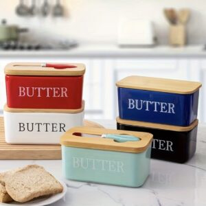 ست ظرف کره سرامیکی با درب بامبو و کارد