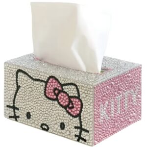 کیت جعبه دستمال کاغذی الماسی کارتونی هلو کیتی، با تم کارتونی و نگین‌های الماسی