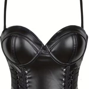 تاپ زنانه چرمی با بند هالتر