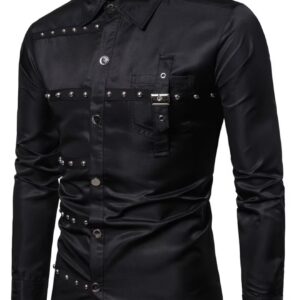 پیراهن آستین‌بلند با طراحی خاص و میخ‌دوزی‌شده