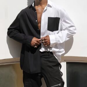 پیراهن مردانه فشن دکمه‌دار، آستین بلند، شیک، با فرم آزاد