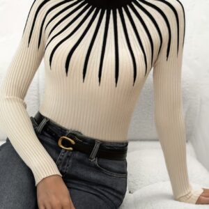 پلیور آستین‌بلند شیک با بافت رِیب