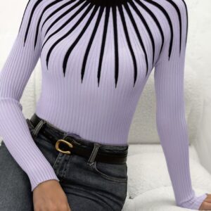 پلیور آستین‌بلند شیک با بافت رِیب