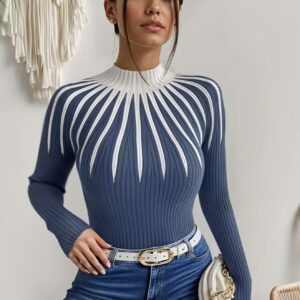 پلیور آستین‌بلند شیک با بافت رِیب