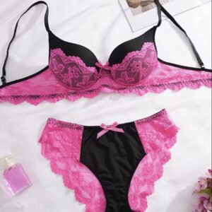 ست ۲ تکه سوتین و شورت توری شیک با پوشش کامل