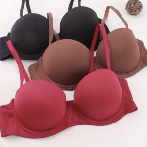 ست ۳ عددی سوتین زنانه نیم‌کاپ بدون درز و سطح صاف، با کاپ فرم‌دار