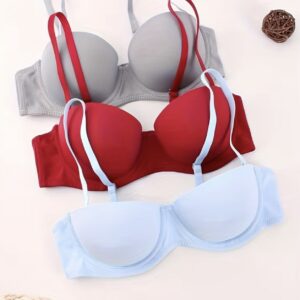 ست ۳ عددی سوتین زنانه نیم‌کاپ بدون درز و سطح صاف، با کاپ فرم‌دار