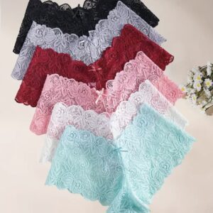 ست ۶ عددی شورت زنانه، با طراحی گل‌دار و توری