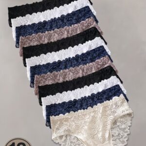 ست ۱۲ عددی شورت زنانه جذاب، رنگ ساده و توری