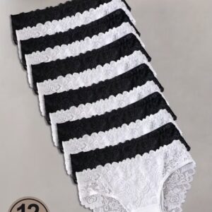 ست ۱۲ عددی شورت زنانه جذاب، رنگ ساده و توری