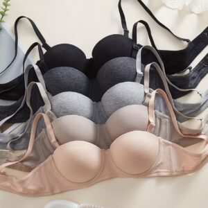 ست ۵ عددی سوتین زنانه راحت در رنگ‌های متنوع، دارای کاپ‌های نرم نیمه‌فنردار