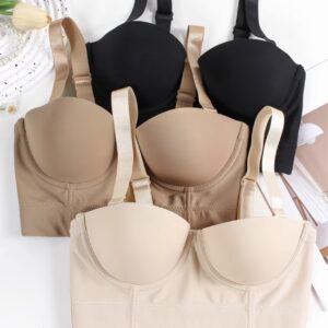 ست ۳ عددی سوتین زنانه بدون بند با کاپ نیمه‌فنردار
