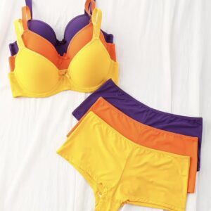 ست ۶ تکه شامل هر کدام ۳ تکه از سوتین و ۳شورت زنانه – لباس زیر فنردار، پوش‌آپ نازک