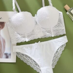 ست شورت سوتین زنانه نیم‌کاپ با پوش‌آپ و توری