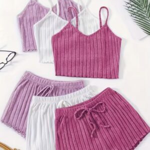 ست لباس راحتی زنانه ۶ تکه با رنگ‌های پاستیلی