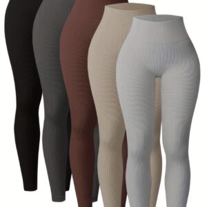 ست پنج‌تایی لگ زنانه با کمر بلند و بدون درز