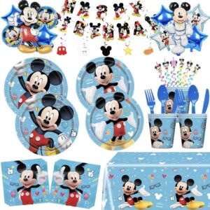 ست تولد با تم میکی موس – شامل لیوان و ظروف یکبارمصرف، بادکنک، بک‌دراپ و بنر با تم میکی