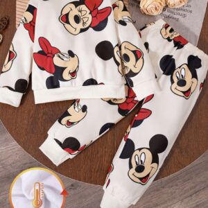 ست بچگانه سری دارای مجوز رسمی با طرح شیک میکی – شامل بلوز آستینبلند یقهگرد با پاپیون قرمز و شلوار راحتی