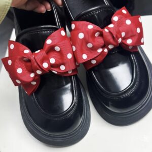 یک جفت گیره تزئینی کفش طرح پاپیون خال‌خالی، قابل جدا شدن و چندمنظوره