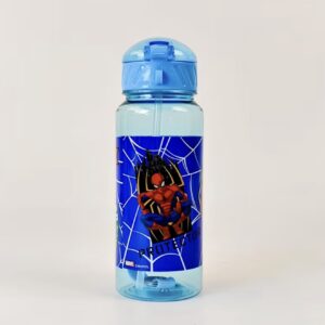 قمقمه با تم اسپایدرمن رنگ آبی با نی، محکم و ضد نشت مقاوم در برابر حرارت بالا