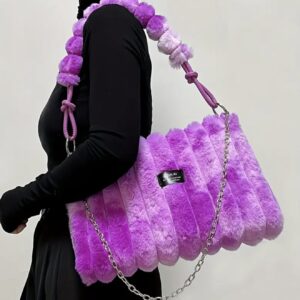 کیف دوشی زنانه نرم (Faux Fleece) – دارای بند قابل تنظیم برای استفاده به صورت کراسبادی یا دستی