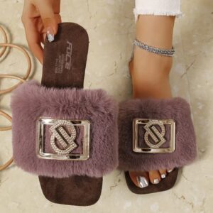 صندل پشمی زنانه – بسیار گرم و راحت دارای زیره لاستیکی ضدلغزش