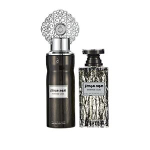 ‏Set – ادو پرفیوم مردانه و اسپری بدن، ۱۰۰ml + ۲۰۰ml با رایحه‌ای عودی و شیرین، جذاب و ماندگار