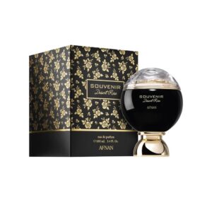 AFNAN Souvenir Desert Rose – ادو پرفیوم زنانه، ۱۰۰ میلی‌لیتر عطری شرقی و گیرا با رایحه‌ای میوه‌ای و شیرین در نت‌های اولیه، ترکیبی تازه و گرم از نت‌های میانی پودری و استوایی، و پایه‌ای از چوب صندل، مرکبات و عنبر  با ماندگاری بالا