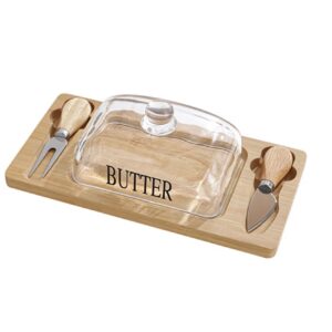 ظرف نگهداری کره با درب شیشه‌ای  شامل سینی و محفظه برای کره، پنیر و دسرها