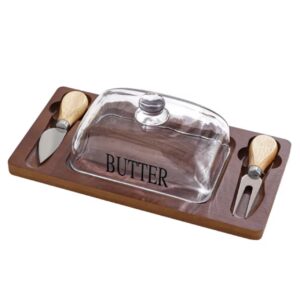 ظرف نگهداری کره با درب شیشه‌ای  شامل سینی و محفظه برای کره، پنیر و دسرها