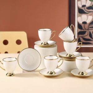 ست ۱۲ تکه فنجان و نعلبکی سرامیکی