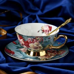 ست چای طلایی ۳ تکه شامل: فنجان، نعلبکی، قاشق