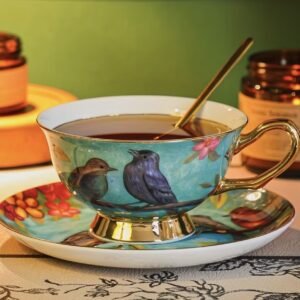 ست چای طلایی ۳ تکه شامل: فنجان، نعلبکی، قاشق