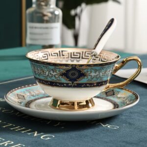 ست چای طلایی ۳ تکه شامل: فنجان، نعلبکی، قاشق