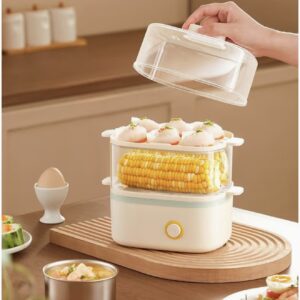 دستگاه برقی تخم‌مرغ‌پز و بخارپز – دیگ چندکاره سریع برای تخم‌مرغ‌های آب‌پز سفت و نرم، با ظرفیت بزرگ، خاموشی خودکار