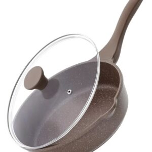 تابه نچسب عمیق ۲۶ سانتی‌متری با پوشش سنگی سوئیسی و درب شیشه‌ای