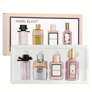 ست ۴ عددی ادکلن عطر Angel Elves با بسته بندی هدیه شیک حس کلی: لوکس، شیک و ماندگار با رایجه گلی،میوه ای،مشک
