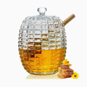 شیشه کریستالی عسل با قاشق– با دیسپنسر و قاشق مخصوص عسل،