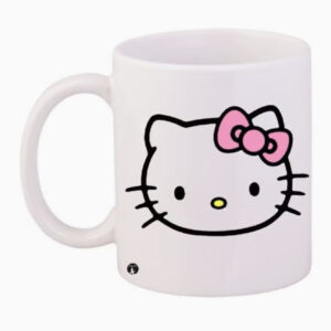ماگ قهوه با طرح Hello Kitty، رنگ‌های سفید، مشکی و صورتی