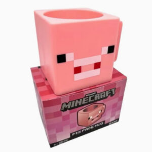 ماگ Minecraft Pig Face – فنجان قهوه چهارگوش صورتی، مناسب گیمرها
