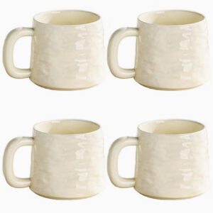ست ۴ عددی ماگ قهوه سرامیکی، ظرفیت ۴۰۰ میلی‌لیتر سبک مدرن با دسته