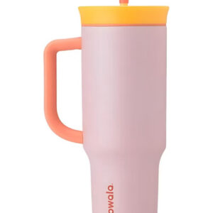 ماگ(بطری-قمقمه) از استیل ضدزنگ با سه لایه عایق، دارای درب ضد نشت، نی و دسته،