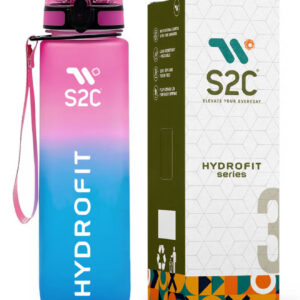 بطری آب بزرگ ۱ لیتری ساخته شده از پلاستیک تریتان با نشانگر زمان و ضد نشت