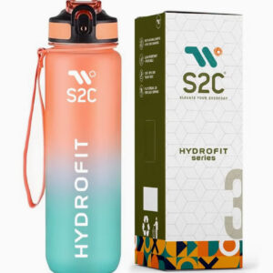 بطری آب بزرگ ۱ لیتری ساخته شده از پلاستیک تریتان با نشانگر زمان و ضد نشت