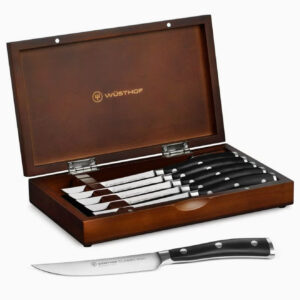 ست ۶ پارچه چاقوی استیک Wüsthof Classic Ikon با دسته مشکی به همراه جعبه چوبی